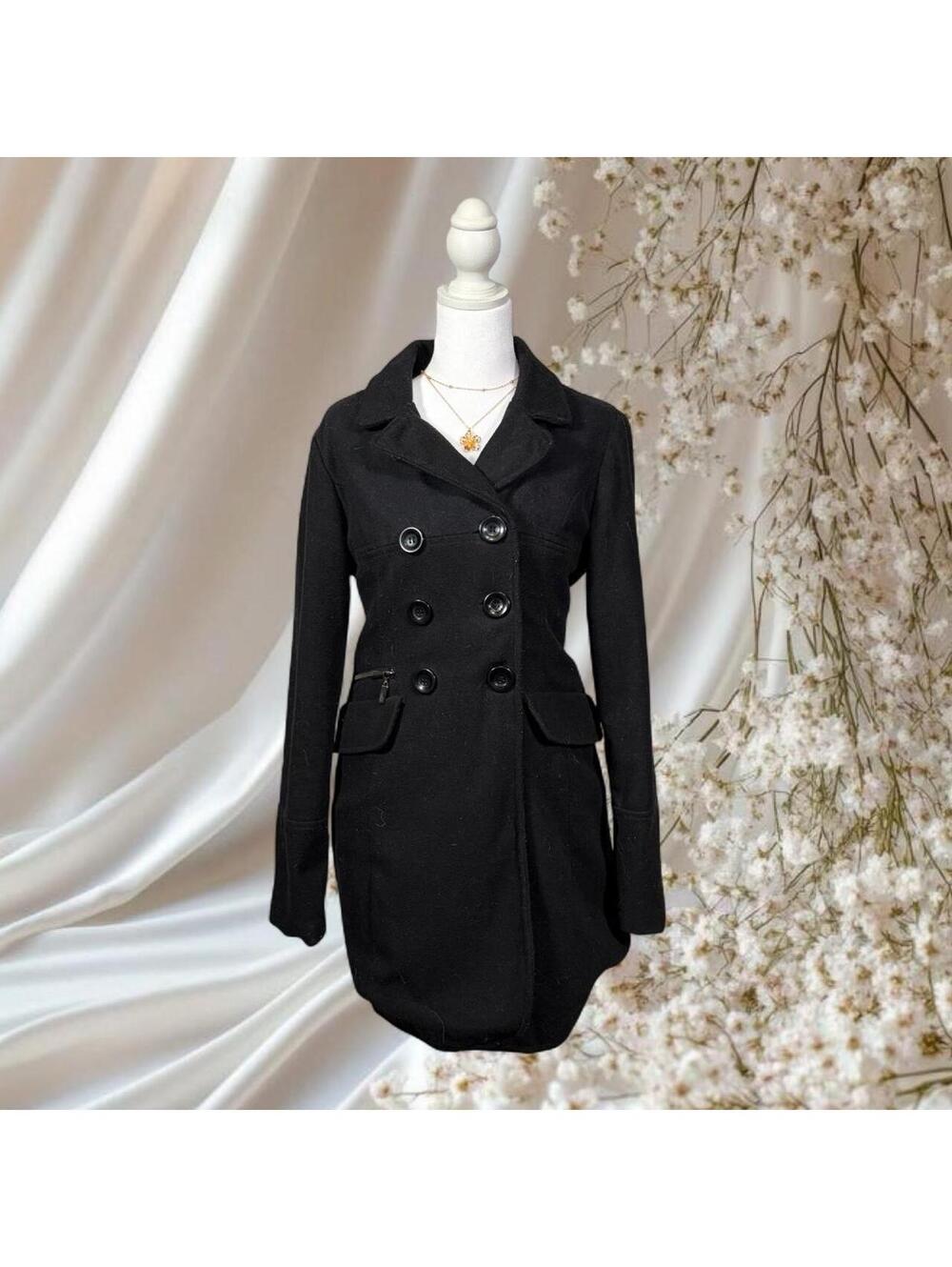 DOLLHOUSE Y2K BLACK DOUBLE BREASTED PEACOAT
